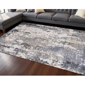 Photo of Blue Beige And Gray Abstract Area Rug