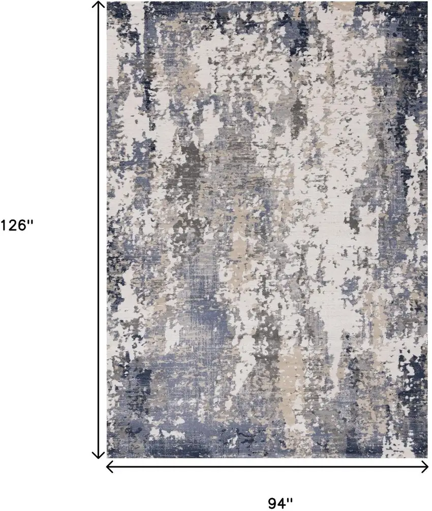 Blue Beige And Gray Abstract Area Rug Photo 3