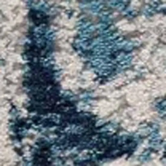 Blue Beige And Gray Abstract Runner Rug Photo 5