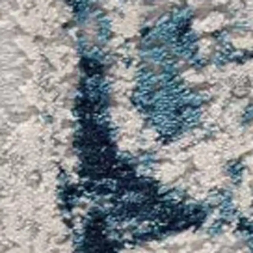 Blue Beige And Gray Abstract Runner Rug Photo 7