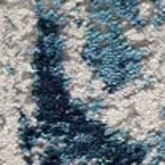 Blue Beige And Gray Abstract Runner Rug Photo 3