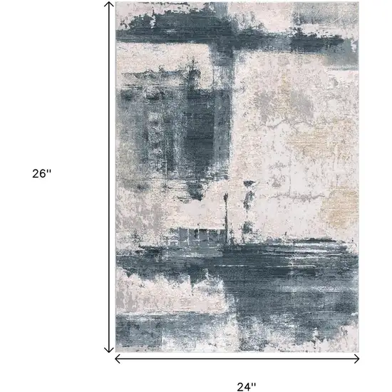 Blue Beige And Gray Abstract Square Rug Photo 3