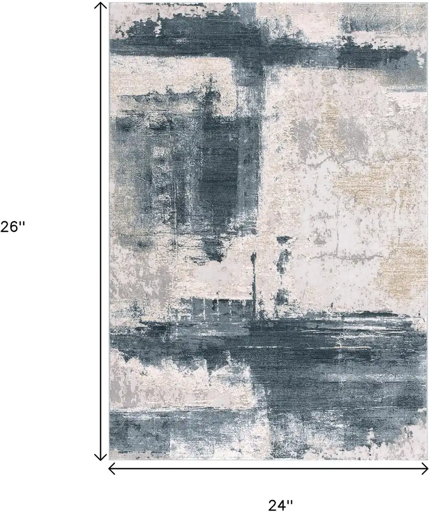 Blue Beige And Gray Abstract Square Rug Photo 3