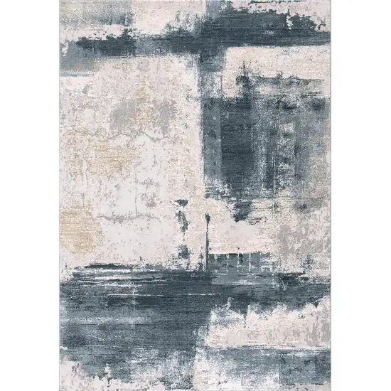 Blue Beige And Gray Abstract Square Rug Photo 5