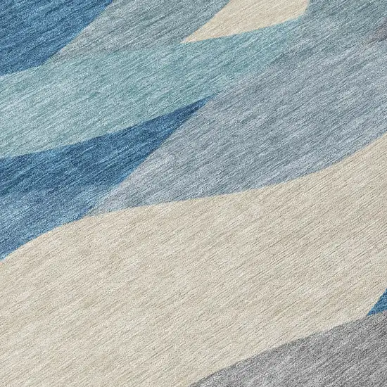 Blue Beige And Gray Abstract Washable Indoor Outdoor Area Rug Photo 1