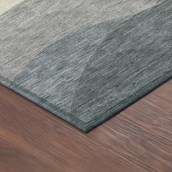 Blue Beige And Gray Abstract Washable Indoor Outdoor Area Rug Photo 9