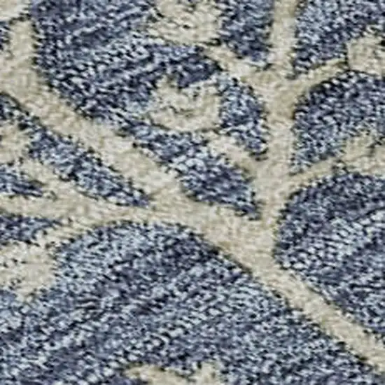 Blue Beige And Gray Floral Washable Area Rug With UV Protection Photo 3