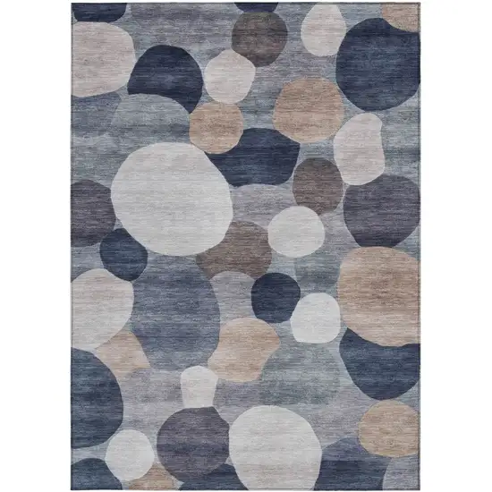 Blue Beige And Gray Geometric Washable Indoor Outdoor Area Rug Photo 3