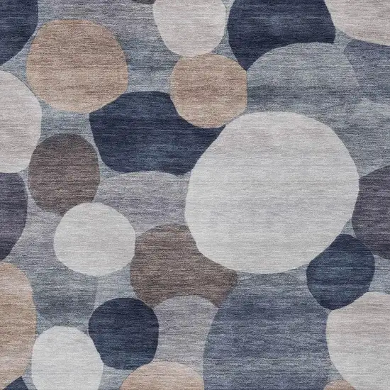 Blue Beige And Gray Geometric Washable Indoor Outdoor Area Rug Photo 2
