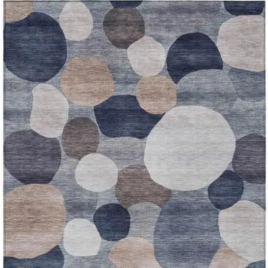 Blue Beige And Gray Geometric Washable Indoor Outdoor Area Rug Photo 3