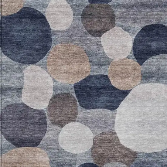 Blue Beige And Gray Geometric Washable Indoor Outdoor Area Rug Photo 2