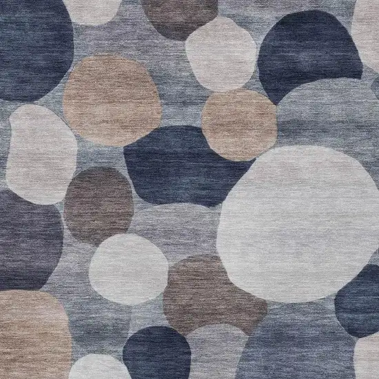 Blue Beige And Gray Geometric Washable Indoor Outdoor Area Rug Photo 2