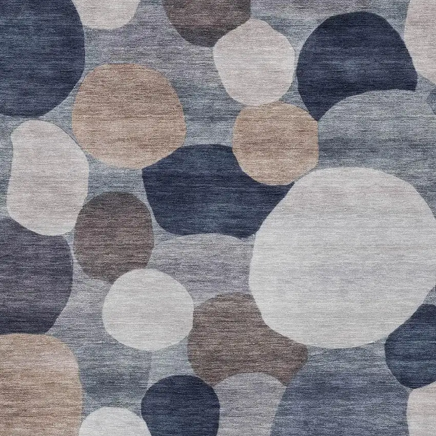 Blue Beige And Gray Geometric Washable Indoor Outdoor Area Rug Photo 2