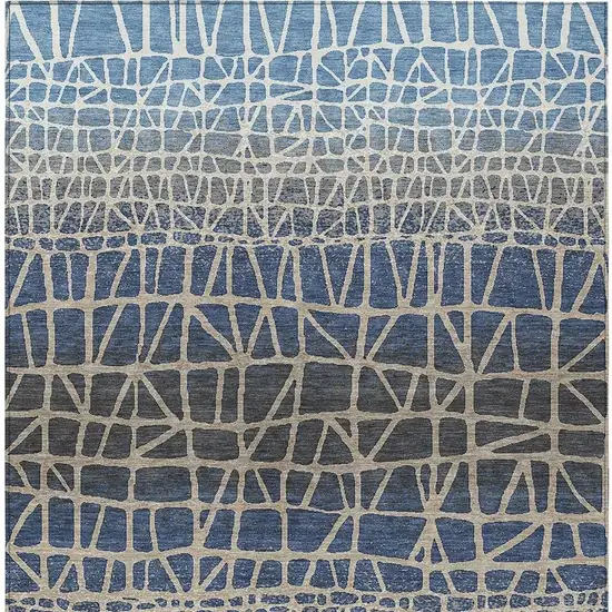 Blue Beige And Gray Geometric Washable Indoor Outdoor Area Rug Photo 3