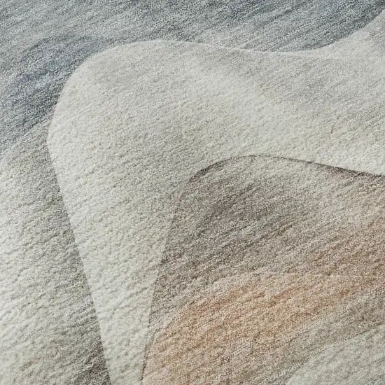 Blue Beige And Ivory Abstract Washable Area Rug With UV Protection Photo 9