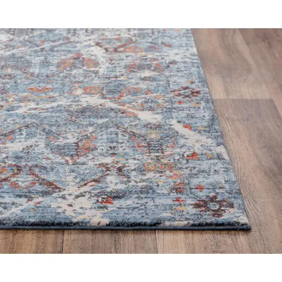 Blue Beige And Ivory New Zealand Lambs Wool Abstract Hand Carved Handmade Area Rug Photo 3