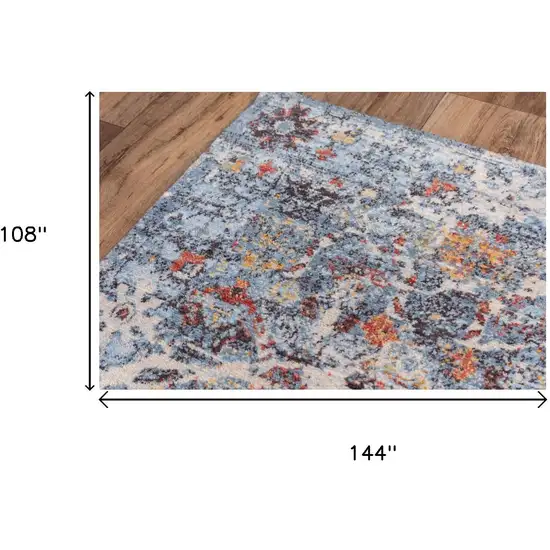 Blue Beige And Ivory New Zealand Lambs Wool Abstract Hand Carved Handmade Area Rug Photo 6
