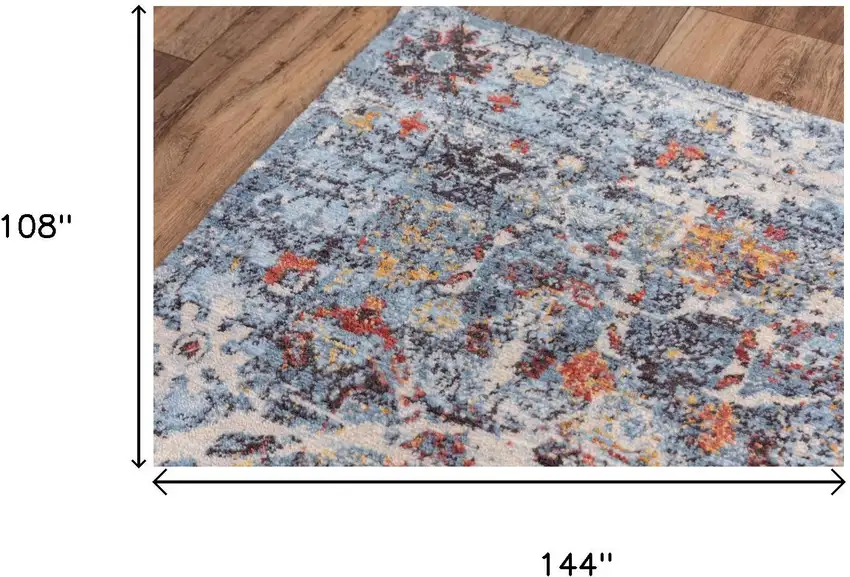 Blue Beige And Ivory New Zealand Lambs Wool Abstract Hand Carved Handmade Area Rug Photo 6