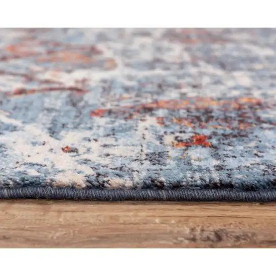 Blue Beige And Ivory New Zealand Lambs Wool Abstract Hand Carved Handmade Area Rug Photo 5