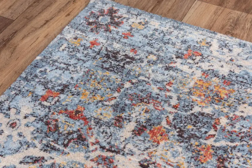 Blue Beige And Ivory New Zealand Lambs Wool Abstract Hand Carved Handmade Area Rug Photo 1