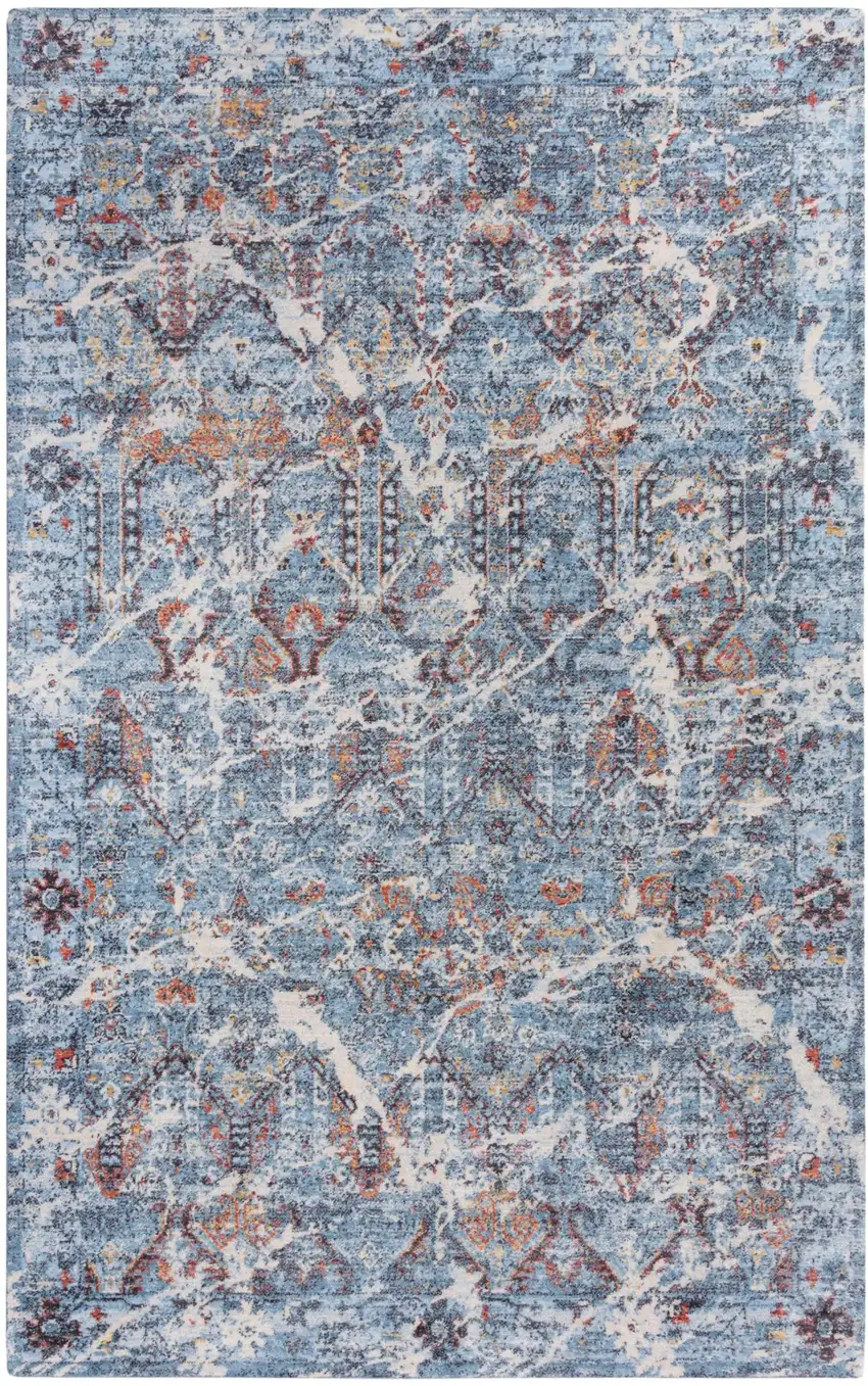 Blue Beige And Ivory New Zealand Lambs Wool Abstract Hand Carved Handmade Area Rug Photo 2