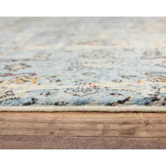 Blue Beige And Ivory New Zealand Lambs Wool Oriental Hand Carved Handmade Area Rug Photo 1