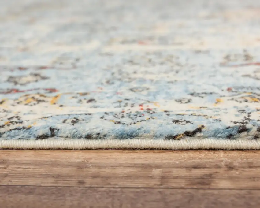Blue Beige And Ivory New Zealand Lambs Wool Oriental Hand Carved Handmade Area Rug Photo 1