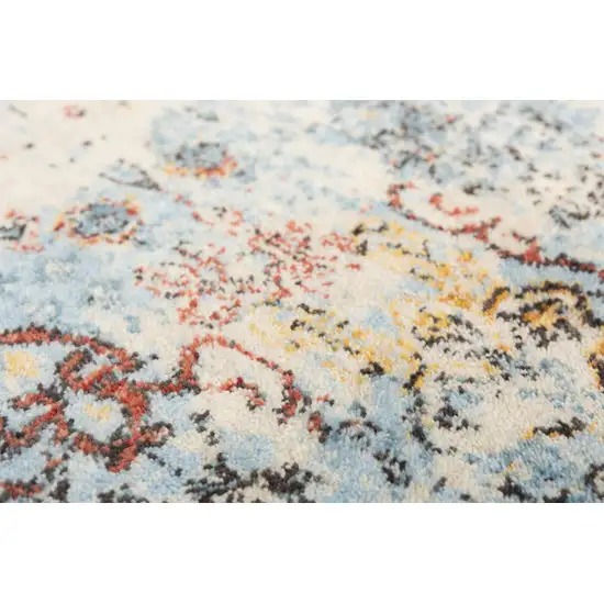 Blue Beige And Ivory New Zealand Lambs Wool Oriental Hand Carved Handmade Area Rug Photo 4