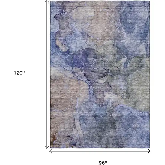 Blue Beige And Taupe Abstract Washable Area Rug With UV Protection Photo 3