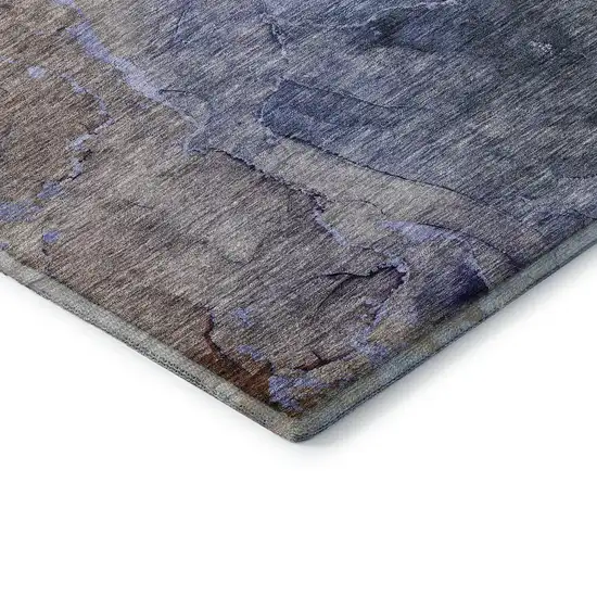 Blue Beige And Taupe Abstract Washable Area Rug With UV Protection Photo 7