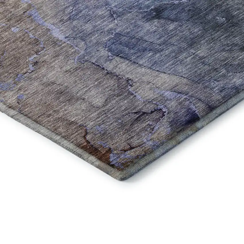 Blue Beige And Taupe Abstract Washable Area Rug With UV Protection Photo 7