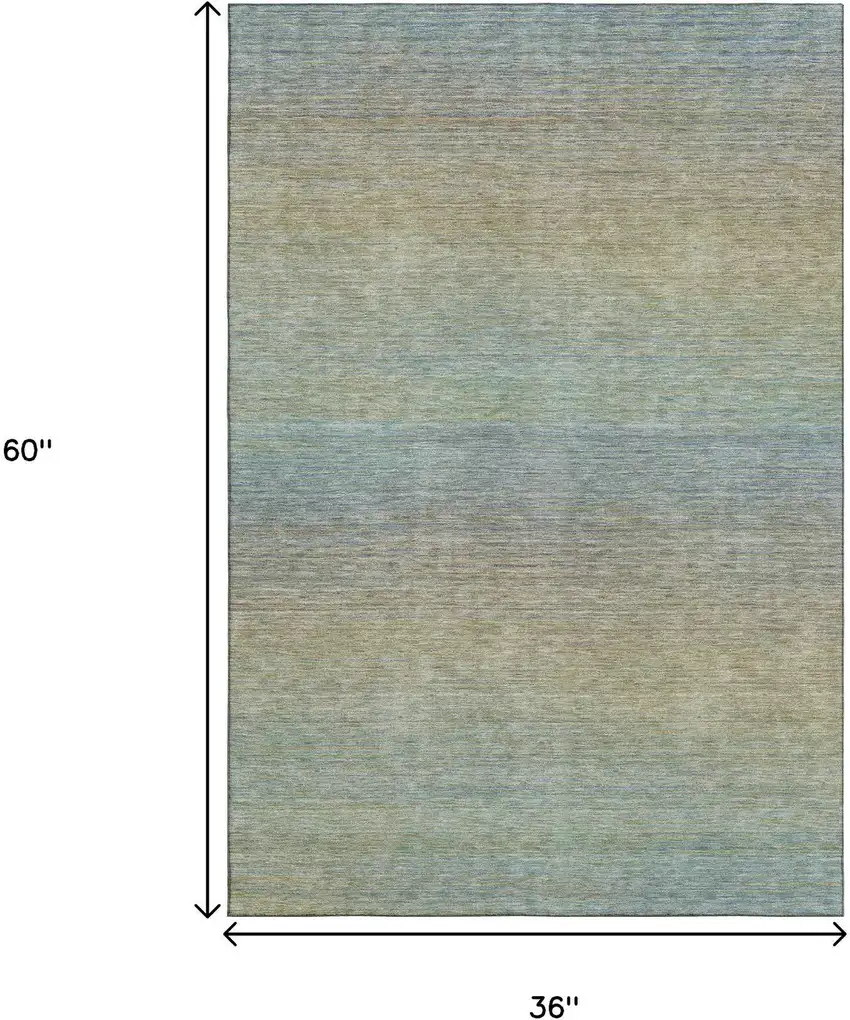 Blue Beige And Taupe Striped Washable Area Rug With UV Protection Photo 8