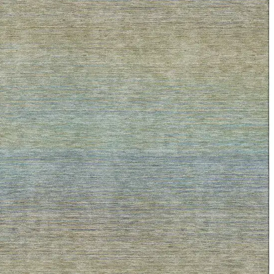 Blue Beige And Taupe Striped Washable Area Rug With UV Protection Photo 2