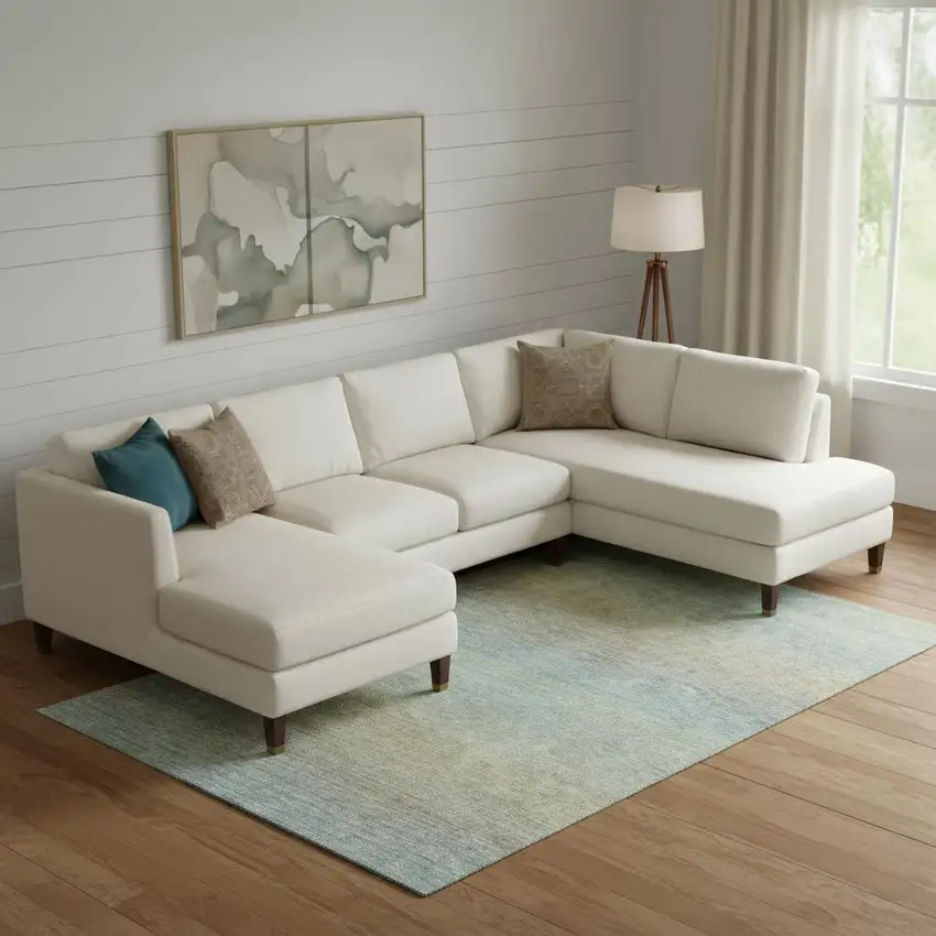 Blue Beige And Taupe Striped Washable Area Rug With UV Protection Photo 2