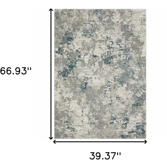 Blue Beige And Teal Abstract Power Loom Stain Resistant Area Rug Photo 9