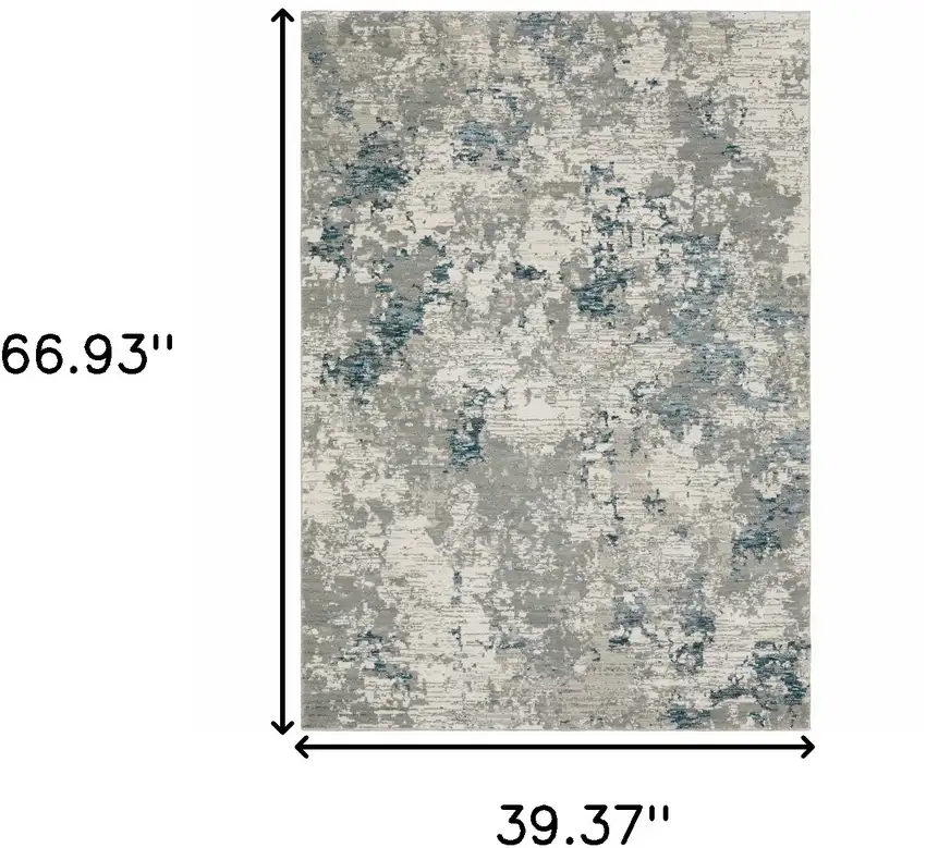 Blue Beige And Teal Abstract Power Loom Stain Resistant Area Rug Photo 9