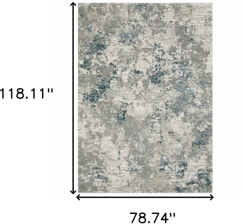 Blue Beige And Teal Abstract Power Loom Stain Resistant Area Rug Photo 9