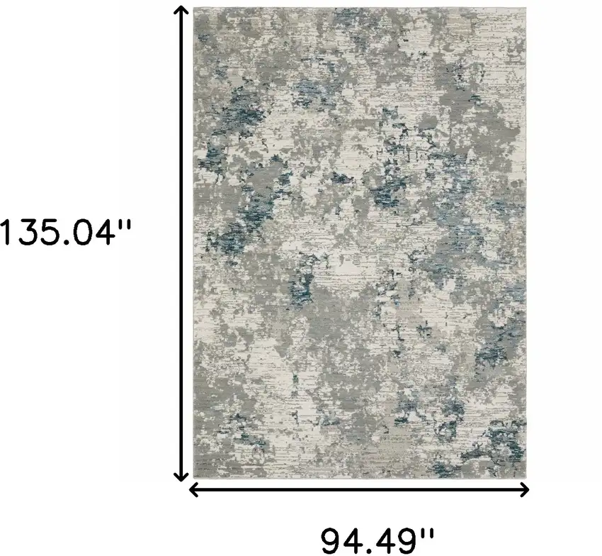 Blue Beige And Teal Abstract Power Loom Stain Resistant Area Rug Photo 9