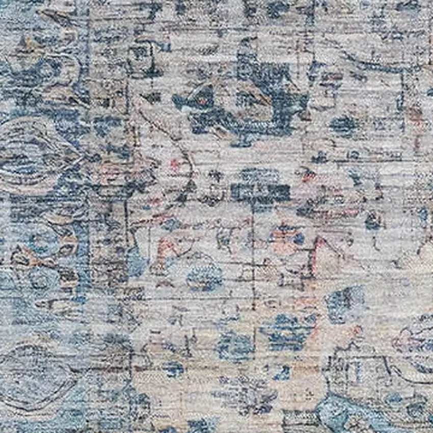 Blue Beige And Teal Oriental Washable Area Rug With UV Protection Photo 2