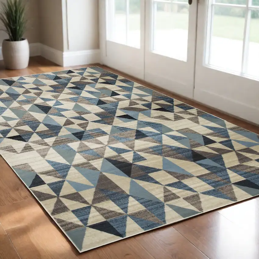 Blue Geometric Area Rug Photo 1