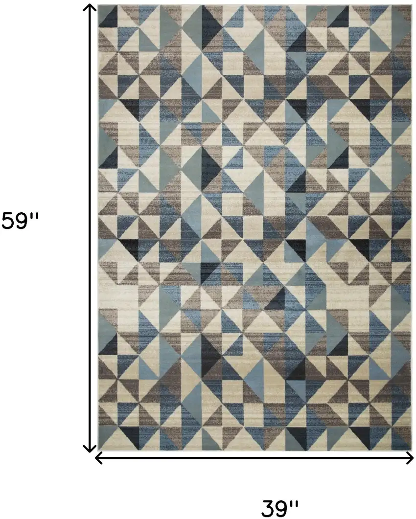 Blue And Gray Geometric Area Rug Photo 8