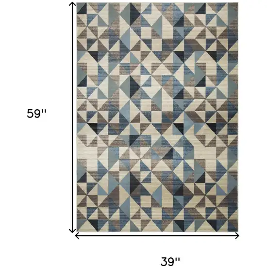Blue And Gray Geometric Area Rug Photo 8