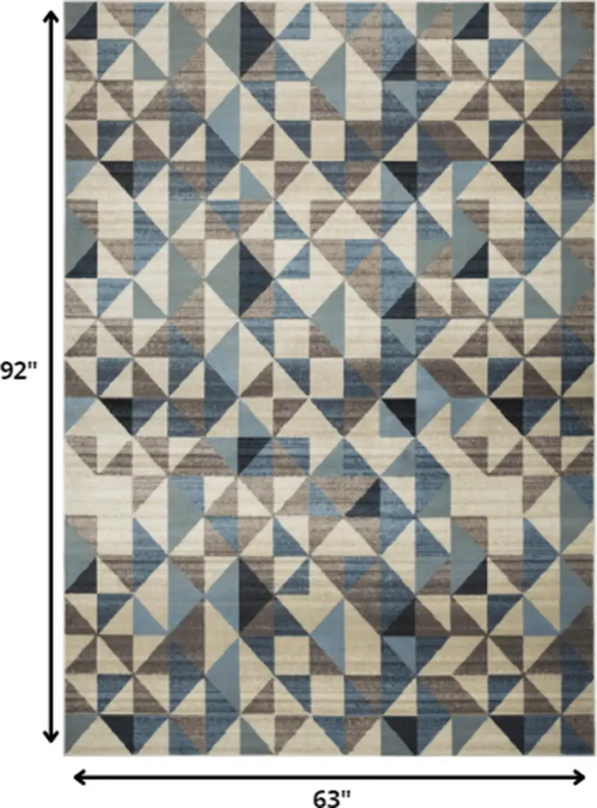 Blue Geometric Area Rug Photo 3