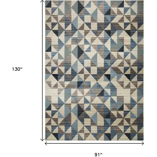 Beige Blue And Gray Geometric Area Rug Photo 3
