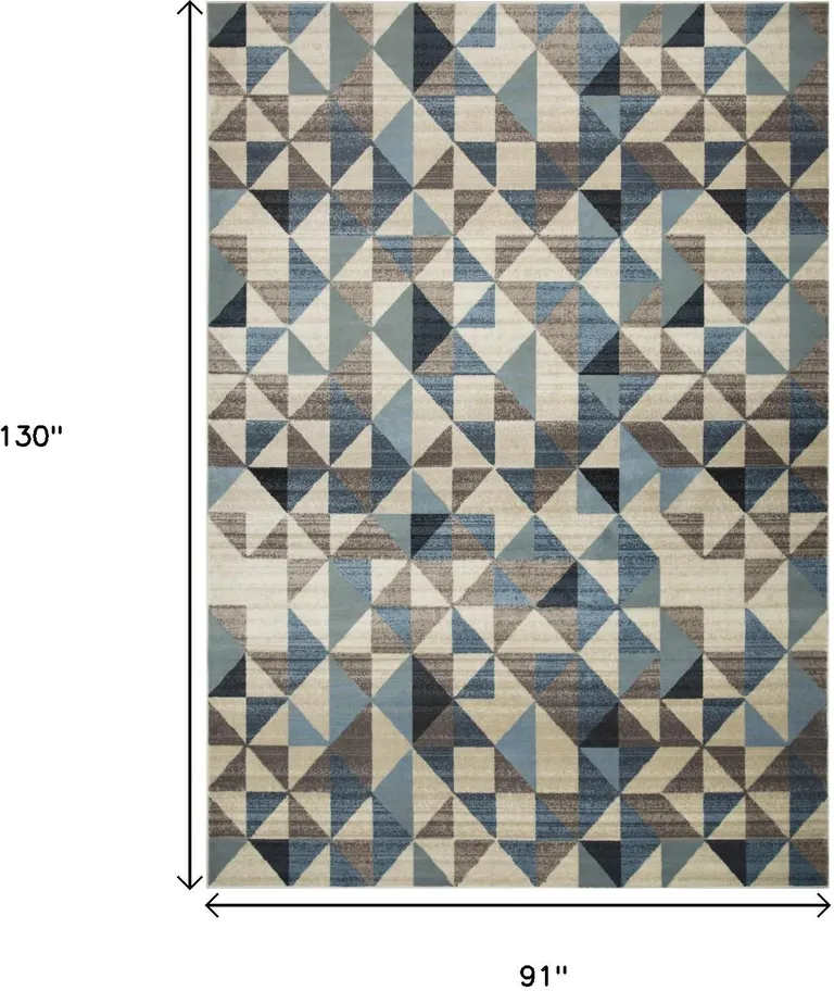 Blue Beige Nested Diamonds Modern Area Rug Photo 5