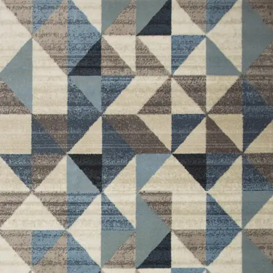 Beige Blue And Gray Geometric Area Rug Photo 5