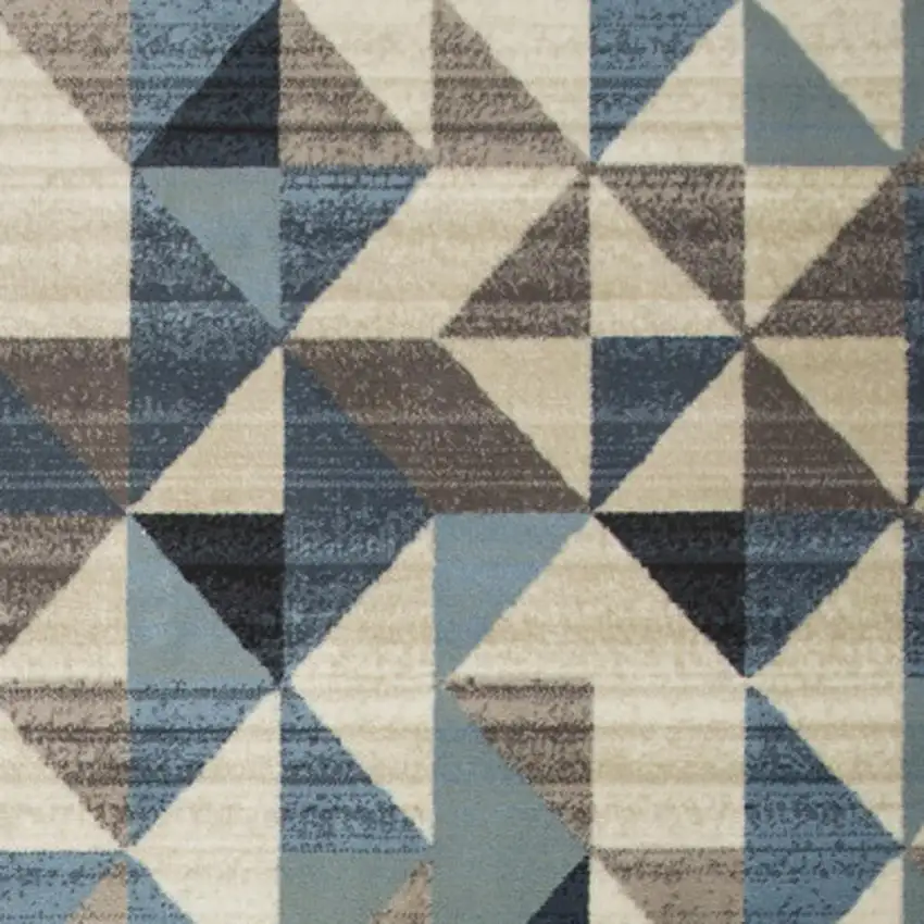 Beige Blue And Gray Geometric Area Rug Photo 9