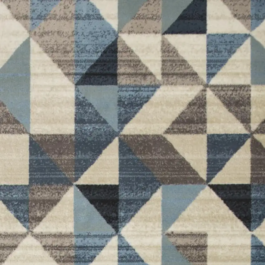 Beige Blue And Gray Geometric Area Rug Photo 4