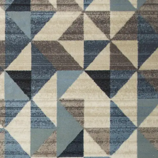 Beige Blue And Gray Geometric Area Rug Photo 6