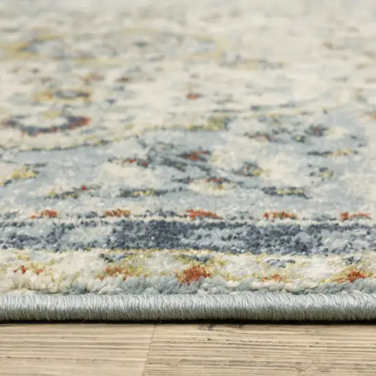 Blue Beige Rust Gold And Teal Oriental Power Loom Stain Resistant Area Rug Photo 7